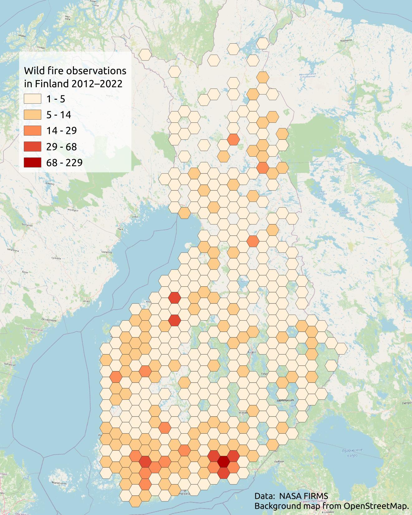 Wild fire hexbin map