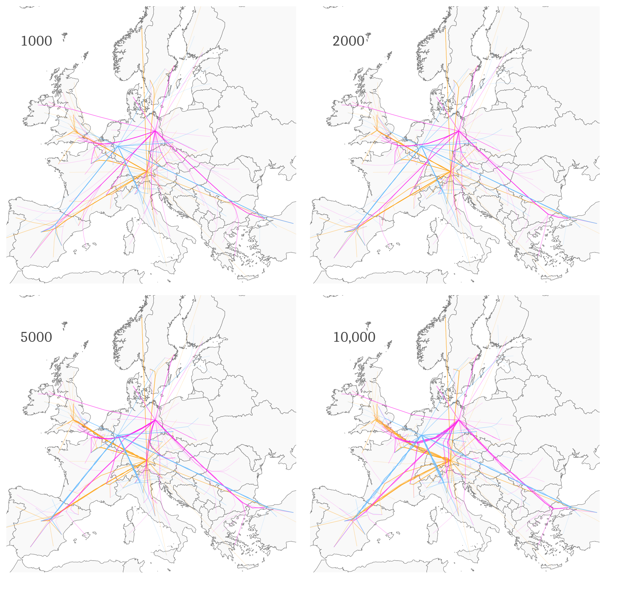 Edgebundling starting step comparison